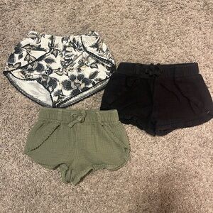 Set of Three Shorts - Black, Green, Floral